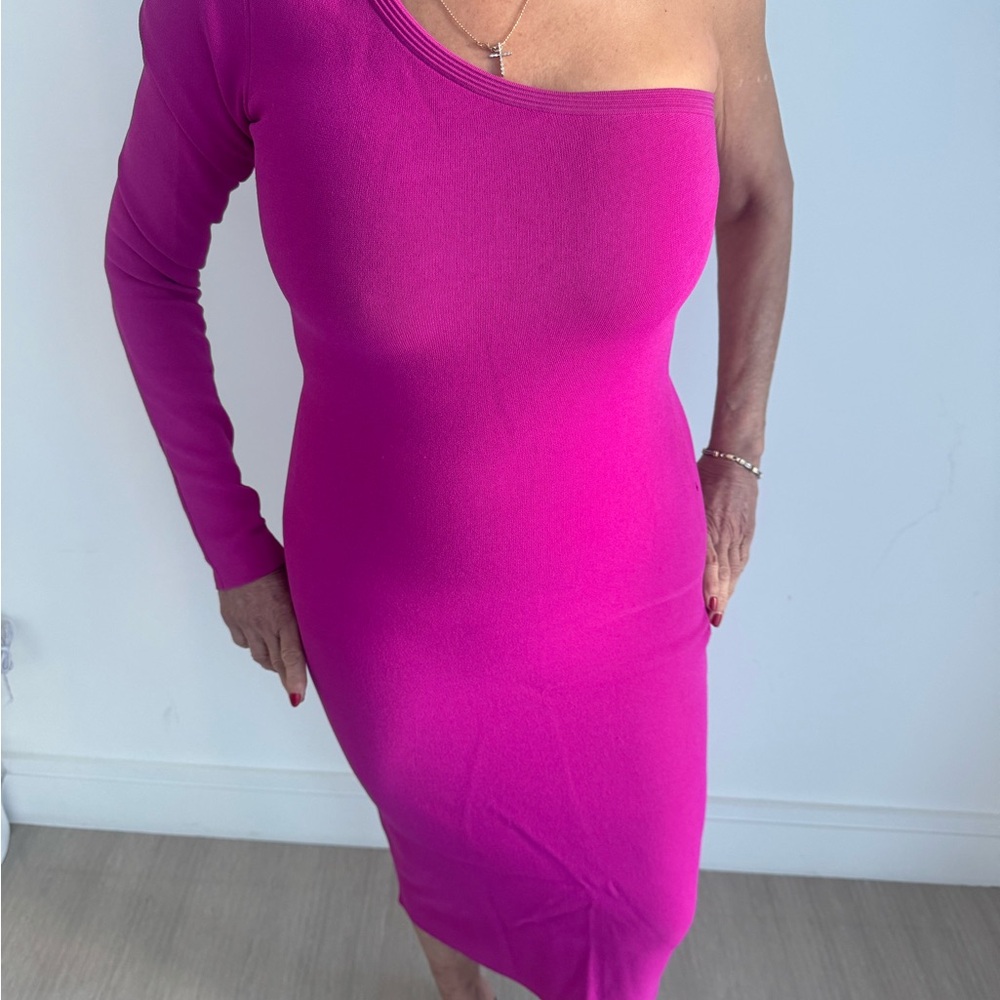 Diane Von Furstenberg Vibrant Pink One-Shoulder Dress